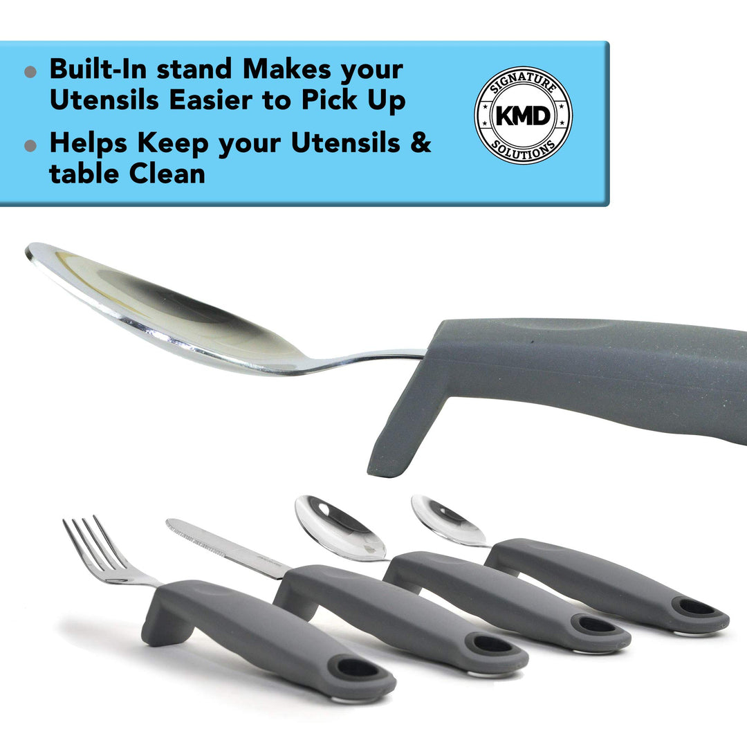KMD Adaptive Utensils Set with Weighted and Self-Standi