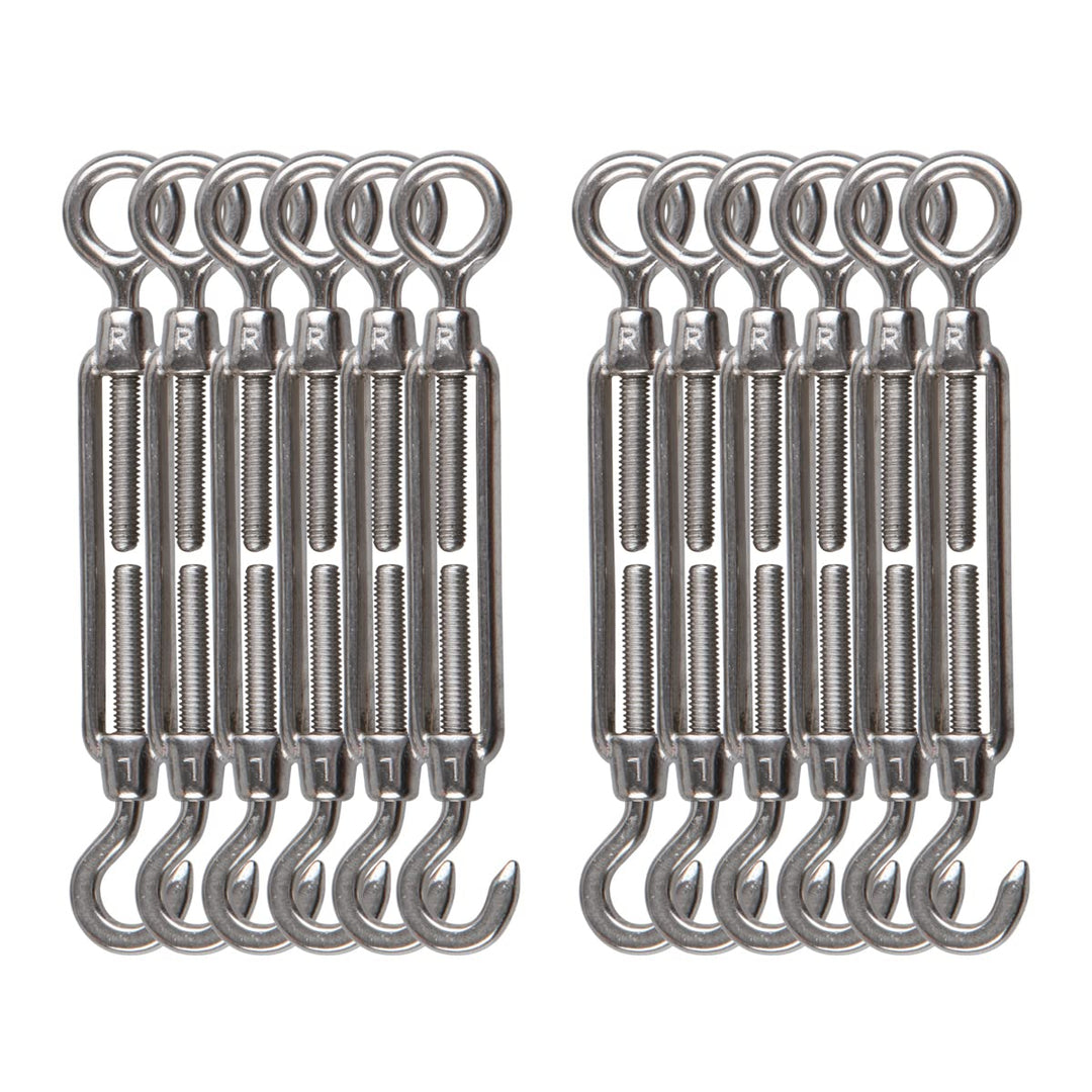 M4 Turnbuckle Hook and Eye 304 Stainless Steel Wire Rope Tensioner, 6Pcs
