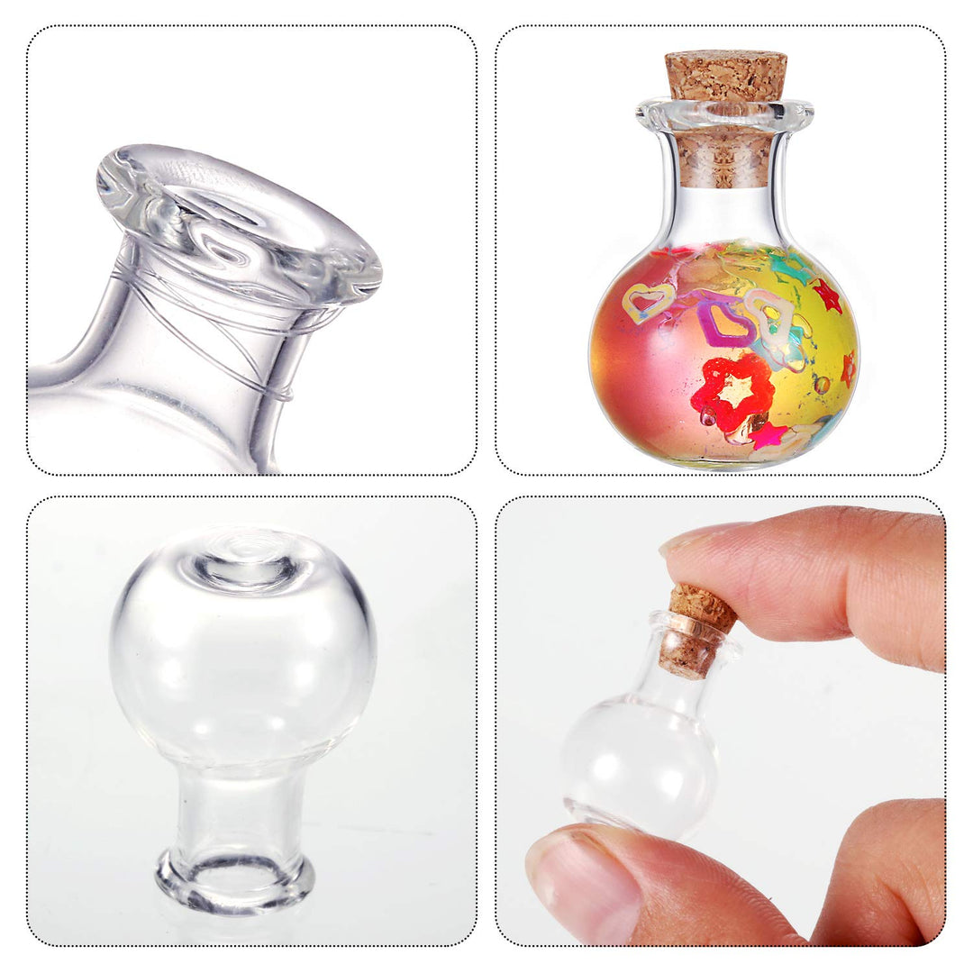 30 Pieces 0.9 x 0.6 inches Mini Glass Bottles Clear Drifting Bottles Small Wishing Bottles with Cork Stoppers for Wedding Birthday Party DIY Crafts Supplies