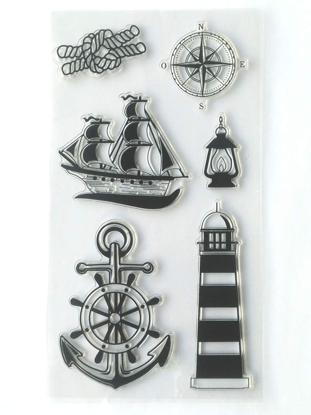 MaGuo Navigation Clear Stamps Sailing Lighthouse Compass for DIY Scrapbooking and Card Making Decoration