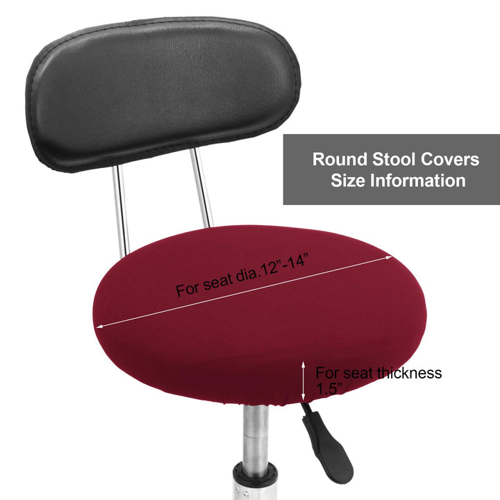 Round Bar Stool Covers Elastic Bar Chair Covers Washable Stool Cushion Slipcover for Home Bar Hotel Use, 12-14 Inch (Wine Red,4 Pieces)