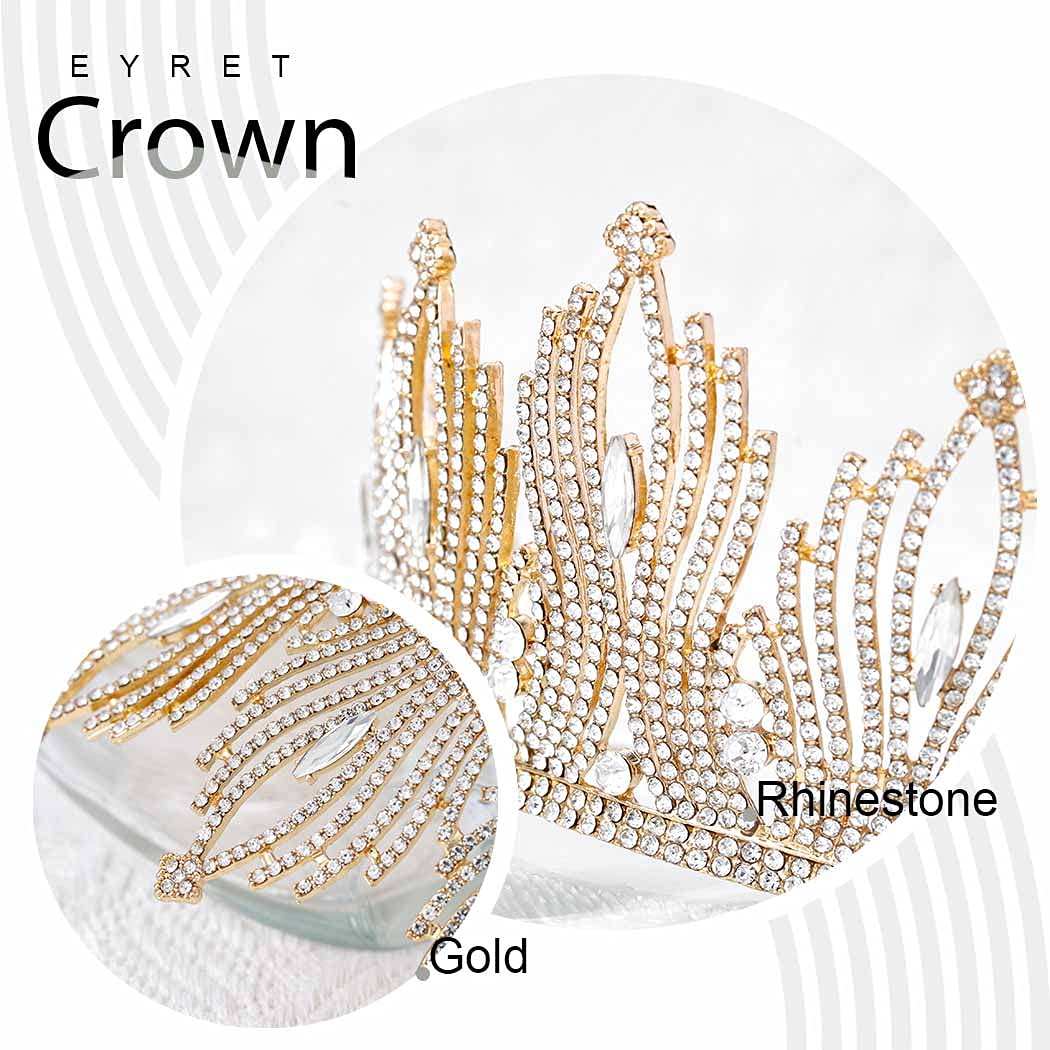 Crystal Wedding Crowns Gold Rhinestone Bride Tiaras Prom Pageant Queen Crowns Festival Party Crowns for Women Hair Accessories for Women and GirlsL8