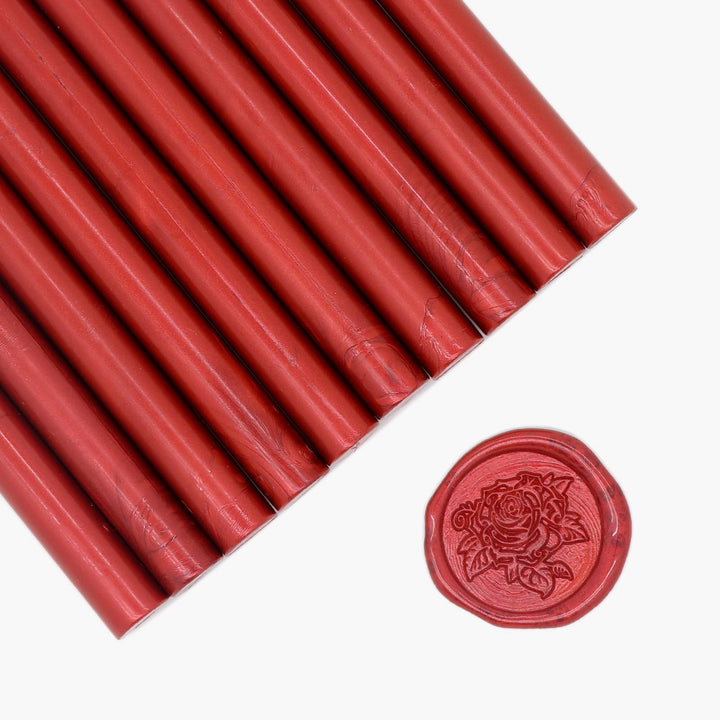 10 Pcs Sealing Wax Seal Sticks for Cards Envelopes,Wedding Invitations,Snail Mails,Wine Packages,Gift Wrapping(Metallic Wine Red)