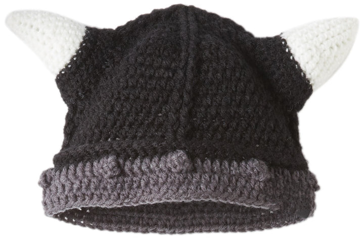 Unisex Barbarian Knight Knit Hat Viking Horns Beanie Funny Caps (Black)