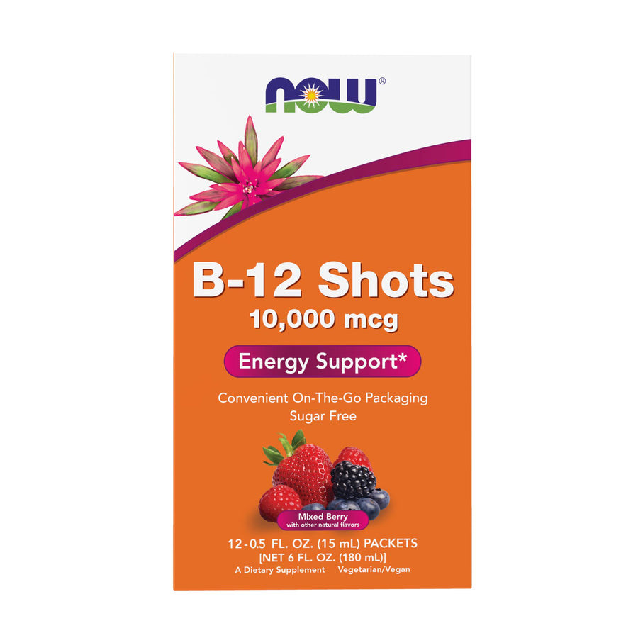 NOW Foods B-12 10,000mcg Shots 0.5 ounce 12 Count Box M