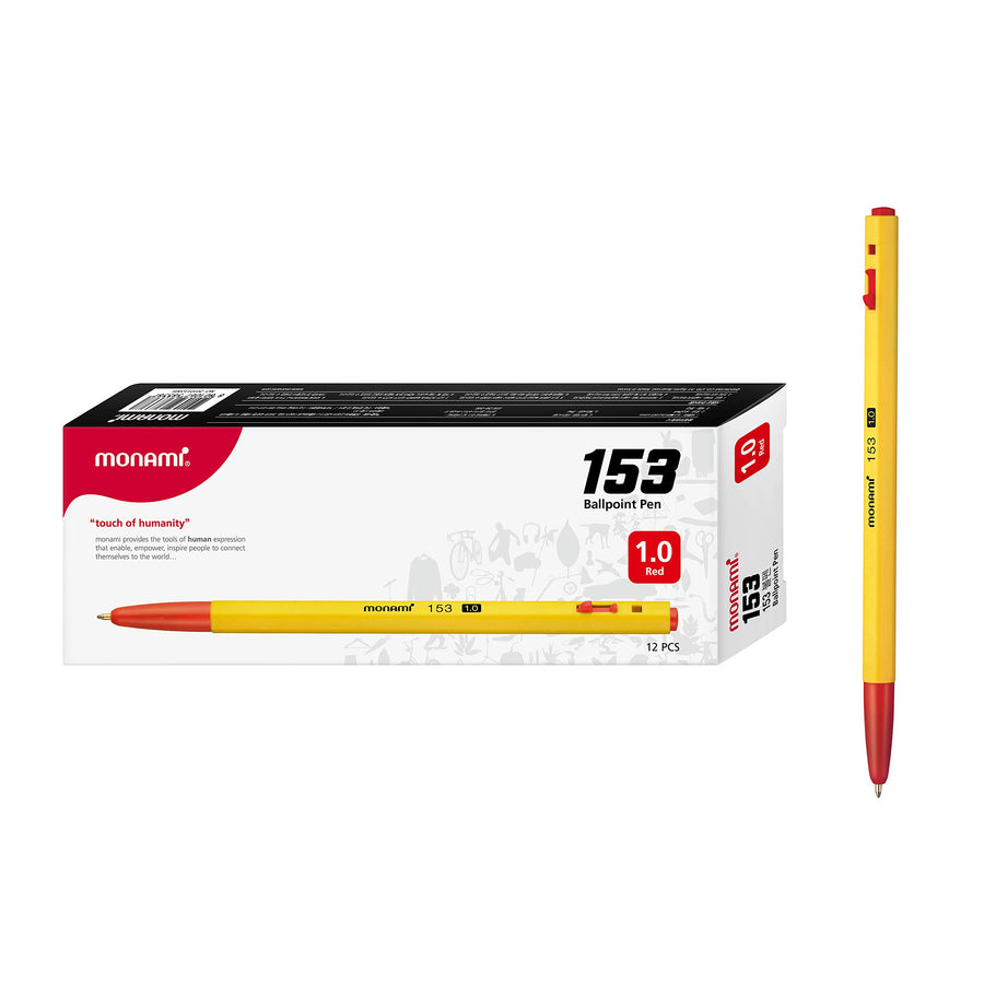 BP 153 Retractable Ballpoint Pen, Medium Point (1.0mm), Red, 12-Count