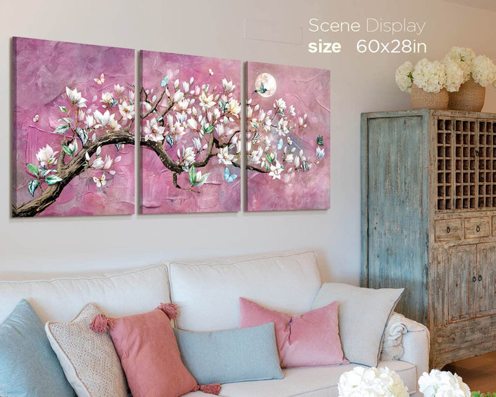 RAMEER Cherry Blossom Wall Art Floral Wall Decor Living