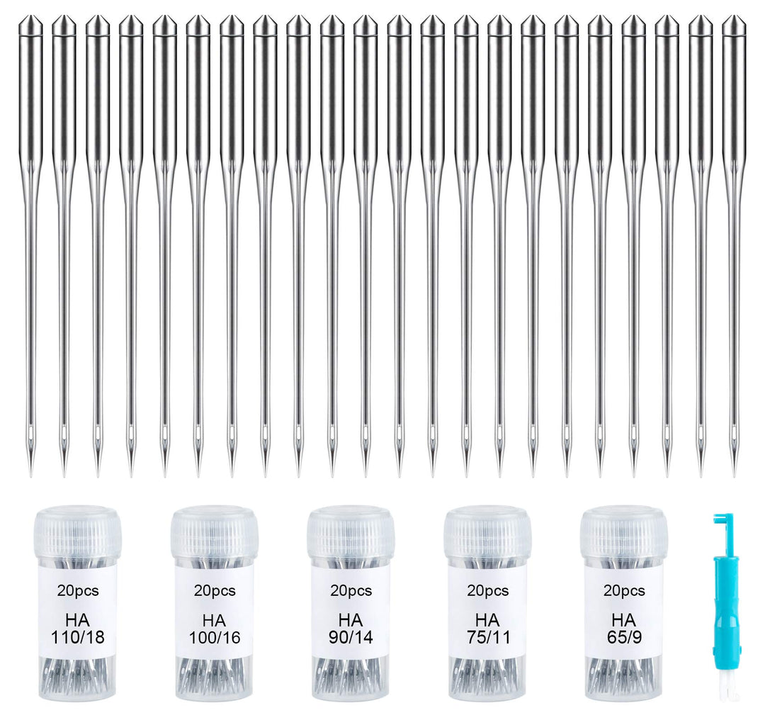 100 PCS Sewing Machine Needles Universal Regular Point Needles for Singer Brother, Assorted Sizes HAX1 65/9, 75/11, 90/14, 100/16, 110/18 (Durable,Universal)