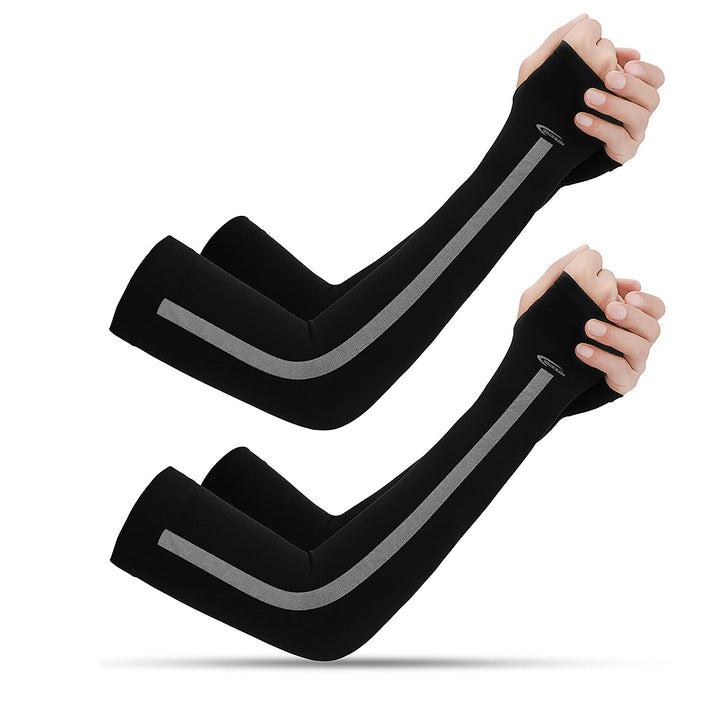 Cooling Arm Compression Sleeves, 2/3/4/5 Pairs Hands Arm Covers UPF50 UV Protection for Men Women Kids, Running Cycling Golf Basketball Driving, Tattoo Covers (2 Pairs(White/Black))