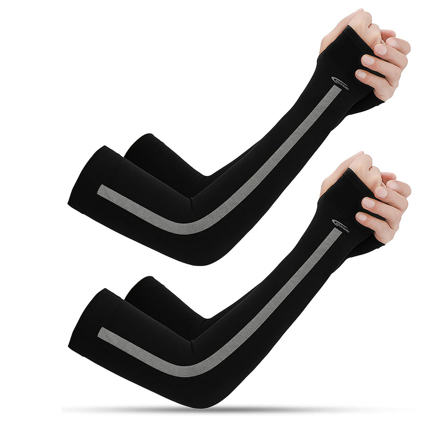 Cooling Arm Compression Sleeves, 2/3/4/5 Pairs Hands Arm Covers UPF50 UV Protection for Men Women Kids, Running Cycling Golf Basketball Driving, Tattoo Covers (2 Pairs(White/Black))