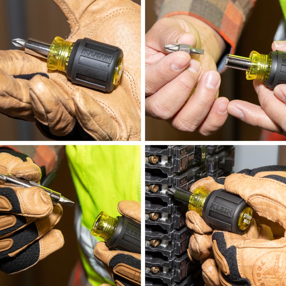 32561 Multi-Bit Screwdriver / Nut Driver, 6-in-1 Stubby Screwdriver with 2 Phillips, 2 Slotted Bits, 2 Nut Drivers
