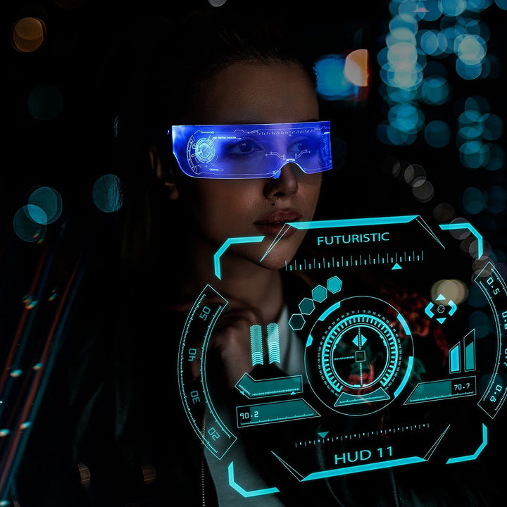 LED Light Up Glasses for adult with 7 Colors and 4 Modes Rechargeable Futuristic style Glasses