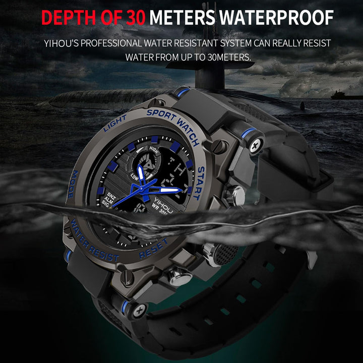 Men&#39;s Military Watch Outdoor Sports Electronic Watch Tactical Army Wristwatch LED Stopwatch Waterproof Digital Analog Watches
