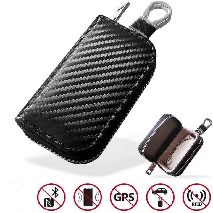 Faraday Bags for Key Fob - RFID Blocking Faraday Key Fob Protector Faraday Box | Portable Key Fob Signal Blocker RFID Key Fob Protector, RFID Blocking Pouch Upgraded Faraday Bag, Carbon Fiber Black