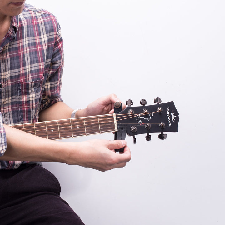 Leather Guitar Neck Strap Button Guitar Headstock Strap Tie, Black/Anti Copper