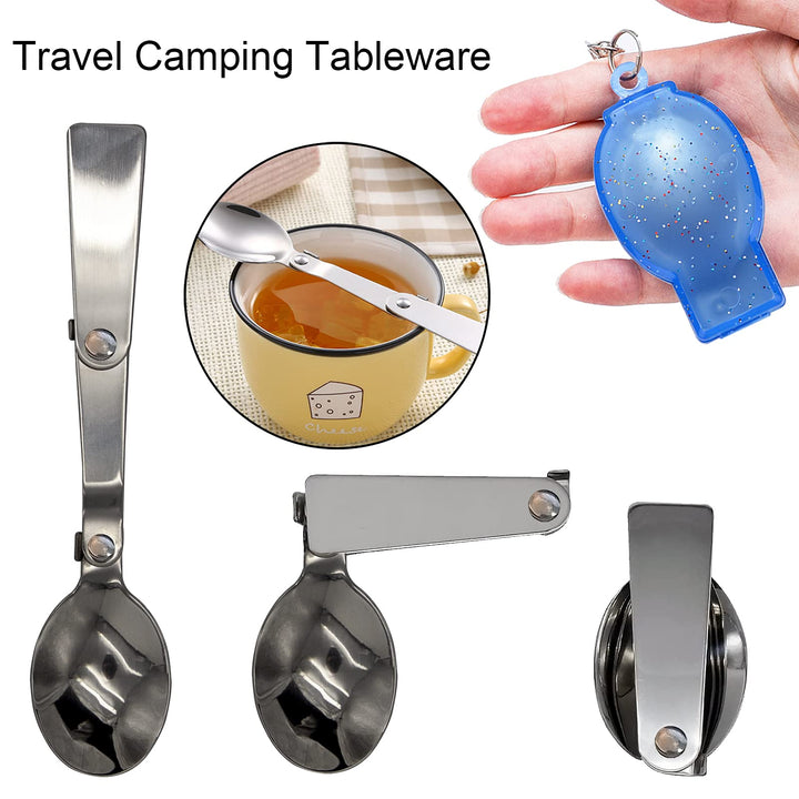 Acantha Foldable Fork and Spoon Set, Portable Folding Spoon and Fork Set with Two Plastic Storage Cases for Travel Camping Outdoors Picnic