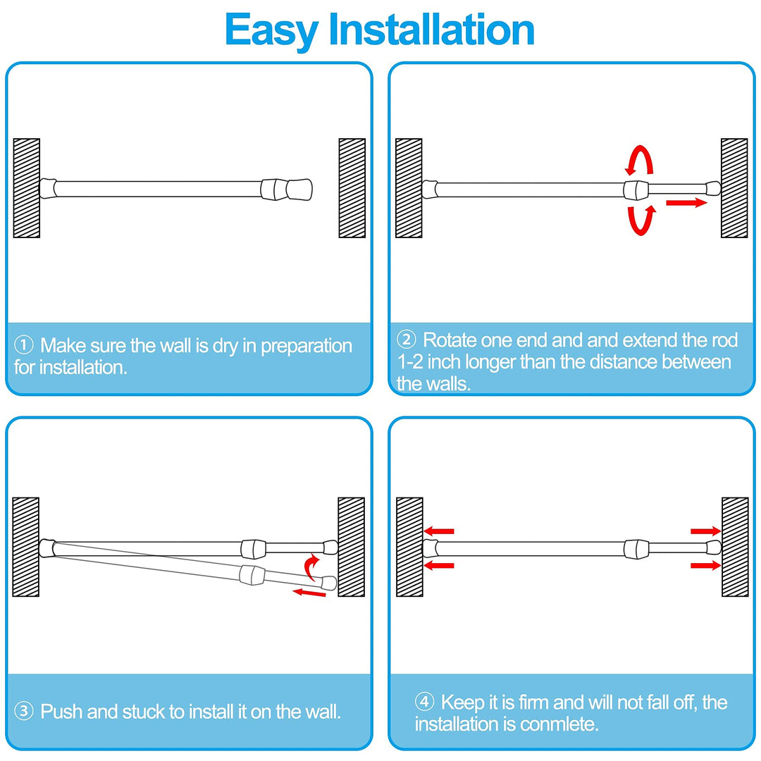 6 Pack Cupboard Bars Adjustable Spring Tension Rods White Refrigerator Bar Extendable Rod for DIY Projects, 15.7 to 28 Inches