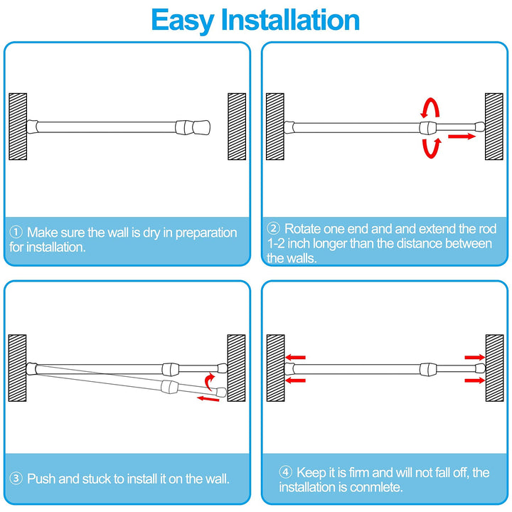 6 Pack Cupboard Bars Adjustable Spring Tension Rods White Refrigerator Bar Extendable Rod for DIY Projects, 15.7 to 28 Inches