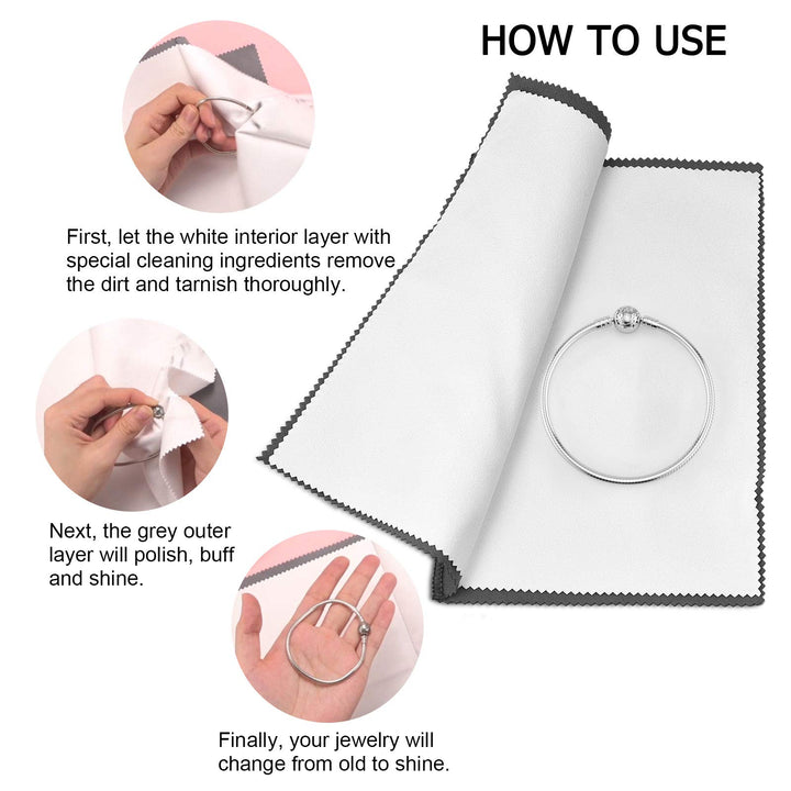 2pcs Jewelry Polishing Cleaning Cloth Large 10&#39;&#39; x 12&#39;&#39; for Sterling Silver Jewelry Gold, Diamond, Platinum, Precious Stones, Coins (Gray)