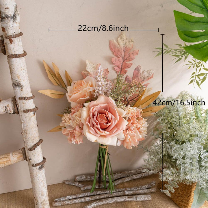 Artificial Fake Flowers Plants Silk Flower Arrangements Wedding Bouquets Decorations Plastic Floral Table Centerpieces for Home Kitchen Garden Party Décor (Autumn Blush)