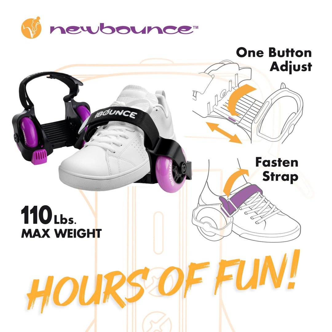New-Bounce Heel Wheel Skates - Jet Wheelies for Shoes - Adjustable Roller Heel Skates for Kids - One Size Fits Most
