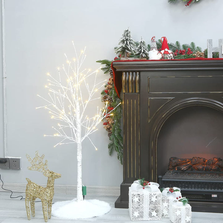 Sattiyrch Faux Fur Christmas Tree Skirt 18in,Xmas White