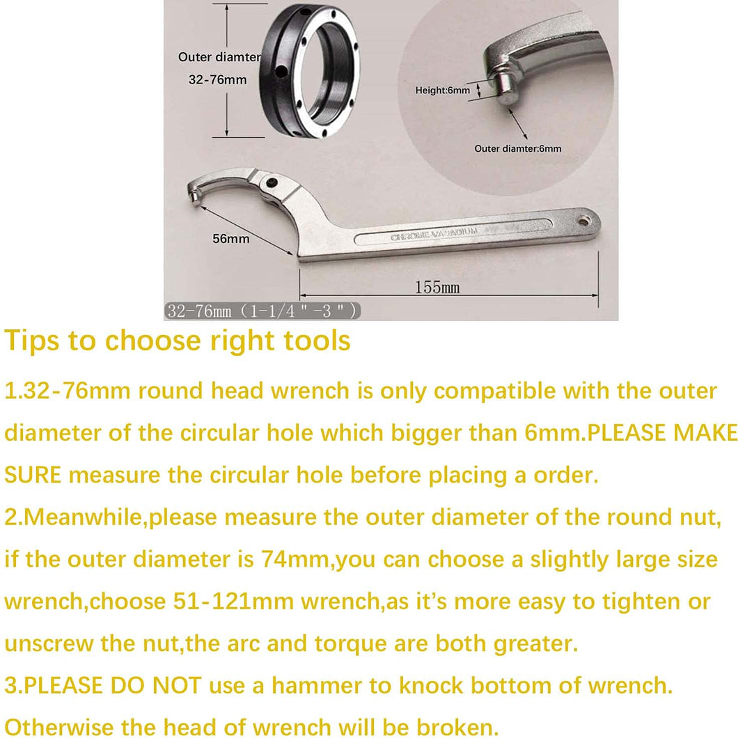 Chrome Vanadium Adjustable C Spanner Hook Wrench Tool - 4 1/2-6 11/16(115-170mm)