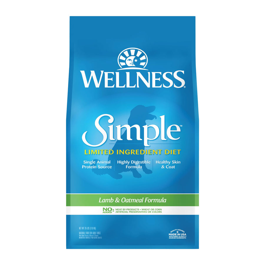 Simple Natural Limited-Ingredient Grain-Free Dry Dog Food, Easy to Digest for Sensitive Stomachs, Supports Skin & Coat (Lamb and Oatmeal, 26-Pound Bag)