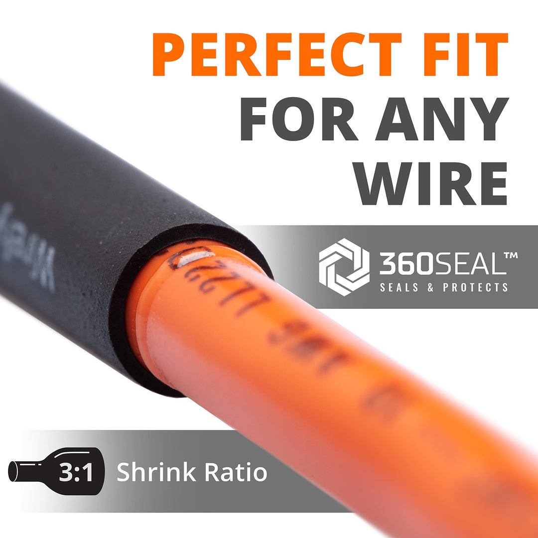 Heat Shrink Tubing Kit - 3:1 Ratio Adhesive Lined, 1.75 Length, Wire Shrink Wrap Tubing - Automotive Industrial Heat-Shrink Tubing - Black, Red, White, Clear, Blue - 275 PCS
