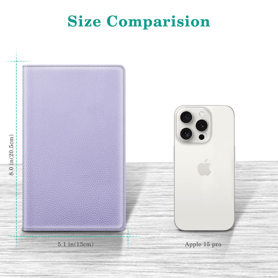 Server Book Organizer with Zipper Pocket, PU Leather Restaurant Guest Check Presenters Card Holder for Waitress, Waiter, Bartender (Lilac Purple)