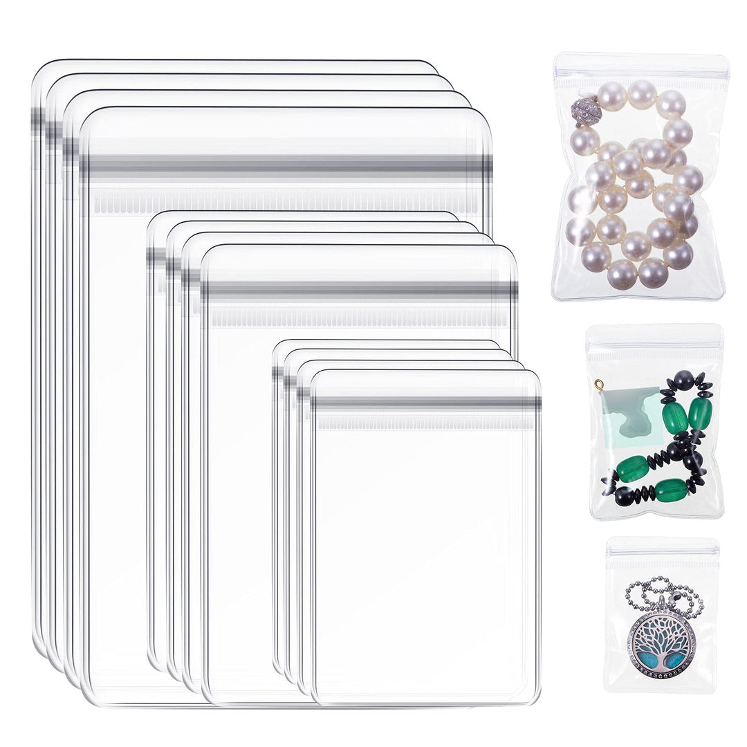 Clear Pvc Jewelry Bags Plastic Transparent Jewelry Rings Earrings Packing Storage Pouch Anti Tarnish Zip Lock Bags for Holding Jewelries, 2 X 2.8 Inch, 2.8 X 4 Inch, 3.5 X 5 Inch(120 Pieces)