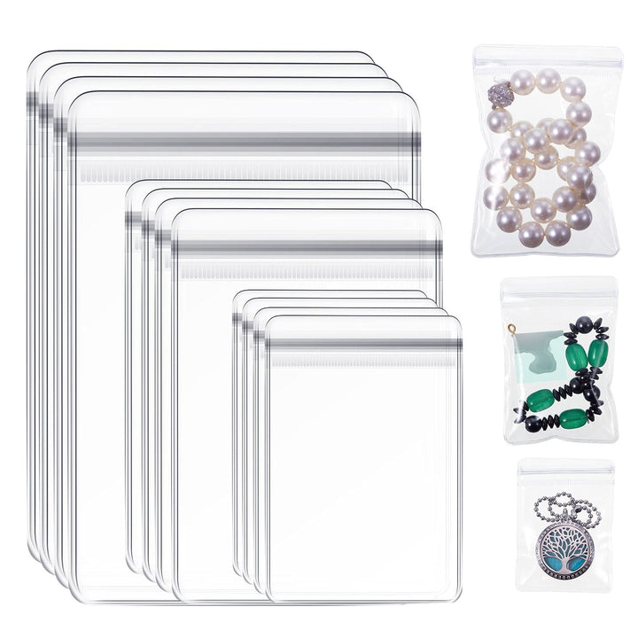 Clear Pvc Jewelry Bags Plastic Transparent Jewelry Rings Earrings Packing Storage Pouch Anti Tarnish Zip Lock Bags for Holding Jewelries, 2 X 2.8 Inch, 2.8 X 4 Inch, 3.5 X 5 Inch(120 Pieces)