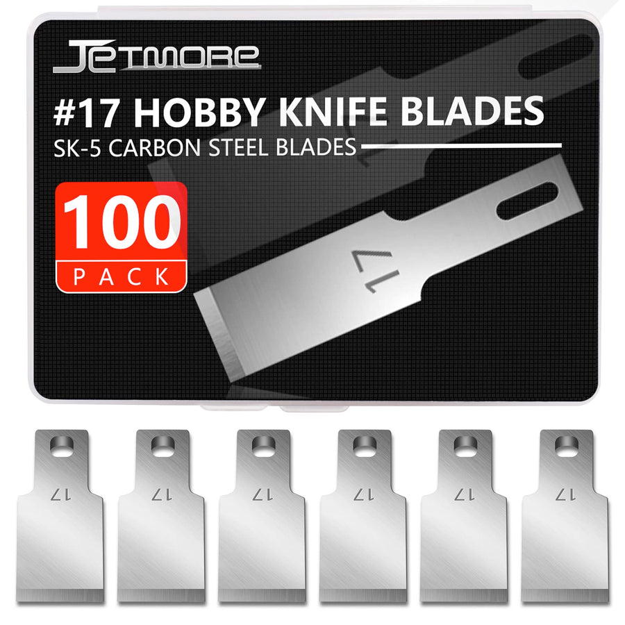 100 Pack Hobby Blades Set #17 Craft Knife Blades Refill Hobby Knife Replacement Blades with Storage Box for Art and Craft Scrapbooking Supplies Cutting Caving