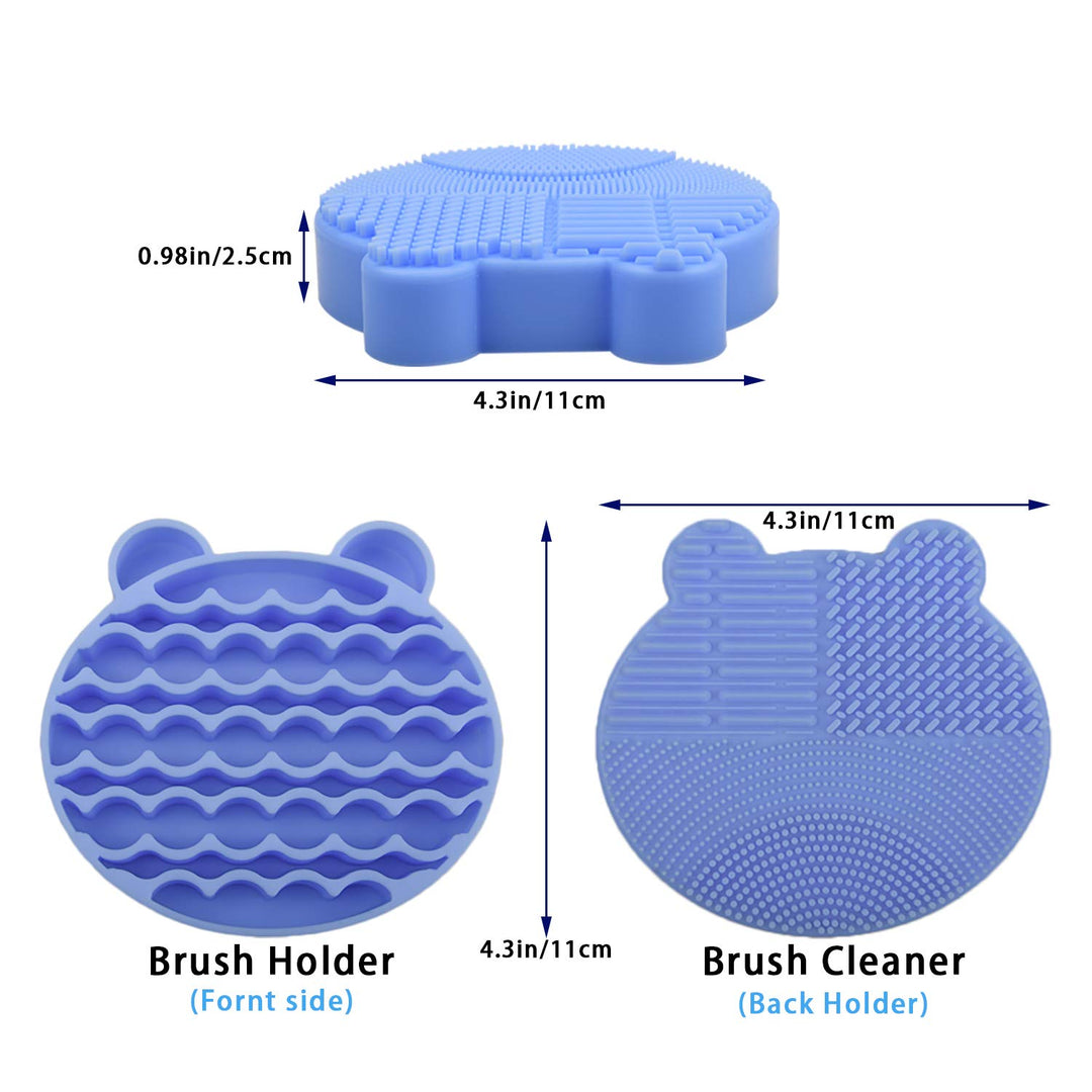 Makeup Brush Cleaning Mat and Brush Drying Storage Stand Holder Remove Facial Makeup Naturally and Clean Makeup Brushes Instantly ï¼Ë†blueï¼â€° (Blue)