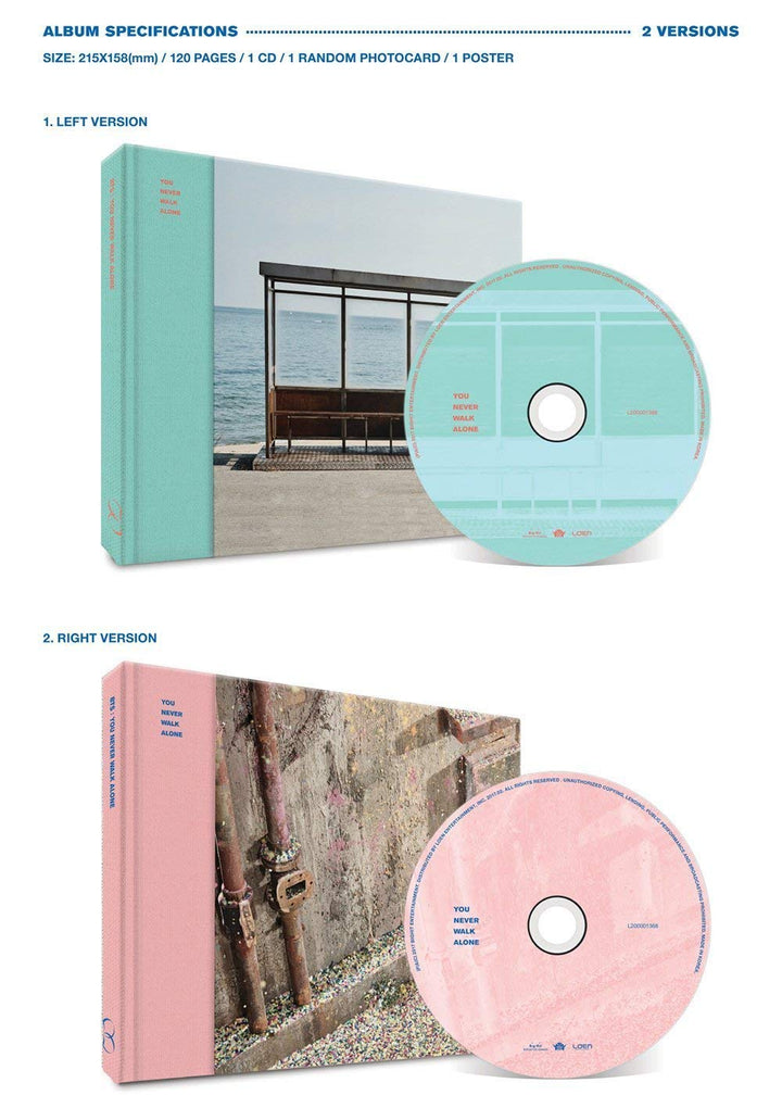 Entertainment BTS WINGS YOU NEVER WALK ALONE KPOP BANGTAN BOYS [RIGHT Ver.] Album CD + Photobook + Photocard + Gift 4 Photos