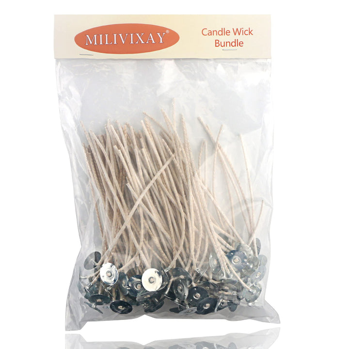 100pcs ECO 16 Wicks for Soy Candles, 6.0inch Cotton &amp; Paper Candle Wicks, Pre-Waxed and Tabbed ECO Wicks for Soy Candles Making.