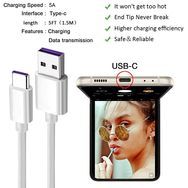 5FT USB Charging Cord Power Cable Compatible with New Beats Studio Buds and New Beats Flex New Wireless Earplugs Charging Cable(White)