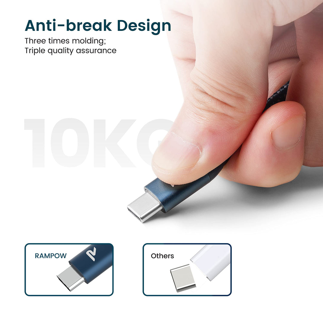 USB C Cable 3.3ft - QC 3.0 Fast Charge &amp; USB 3.0 Data Sync - Braided USB Type C Cable - 56k Ohm Type C Charging Cable for Samsung Galaxy S10/S9/S8, LG, Sony, Moto and More - Space Gray