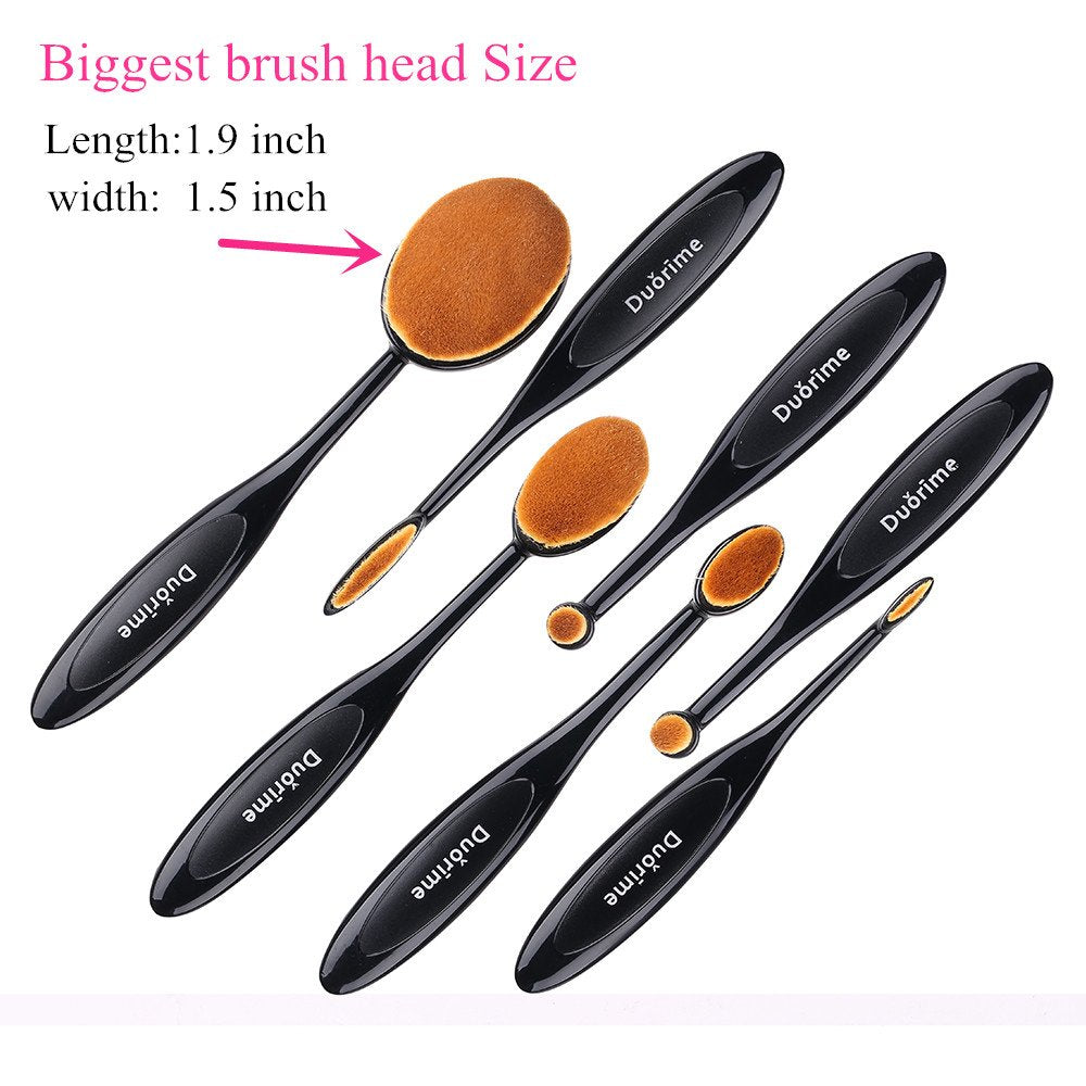 New 7Pcs Black Oval Toothbrush Makeup Brush Set Cream Contour Powder Concealer Foundation Eyeliner Cosmetics Tool