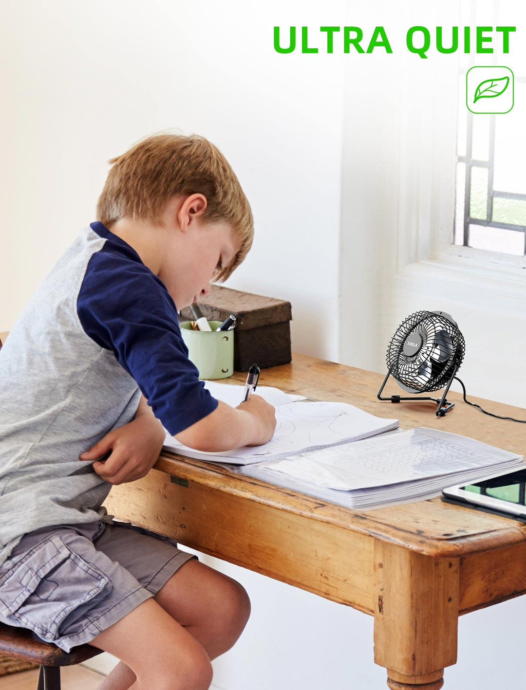xasla 4 Inch Small USB Desk Fan, Mini Quiet Fan with Me