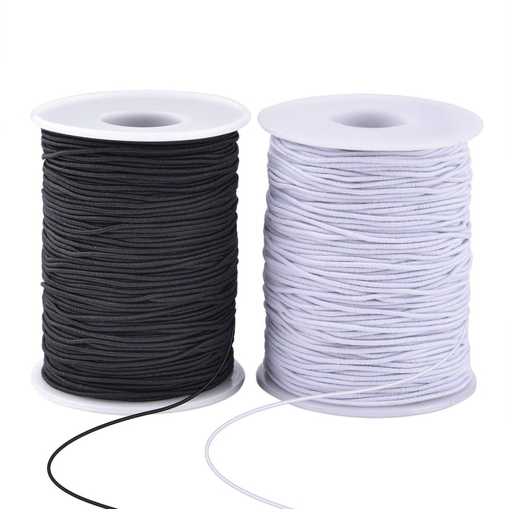 Elastic String Cord, 2 Roll 1 mm Elastic Thread Beading String Cord for Jewelry Making Bracelets Beading 109 Yards Each Roll (White and Black)