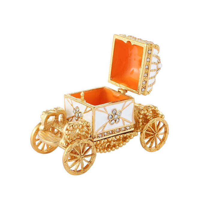 Enameled Royal Carriage Style Trinket Box Hinged, Unique Gift for Family