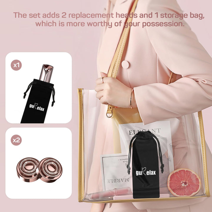 Facial Hair Removal for Women(Newest), Electric Painless Facial Hair Remover, Rechargeable Hair Removal Device for Face, Lip, Chin with 2 x Replacement Heads, Rose Gold