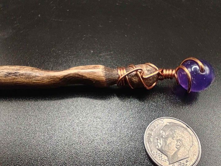 Amethyst Crystal Ball Oak Magic Wand