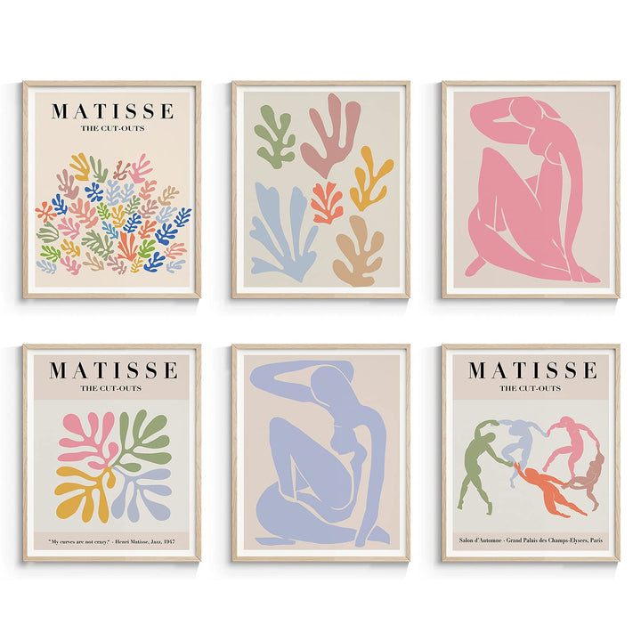 Matisse Wall Art Exhibition Poster &amp; Prints, Henri Matisse Posters for Room Aesthetic, Abstract Art Prints UNFRAMED, 8x10in, Set of 6