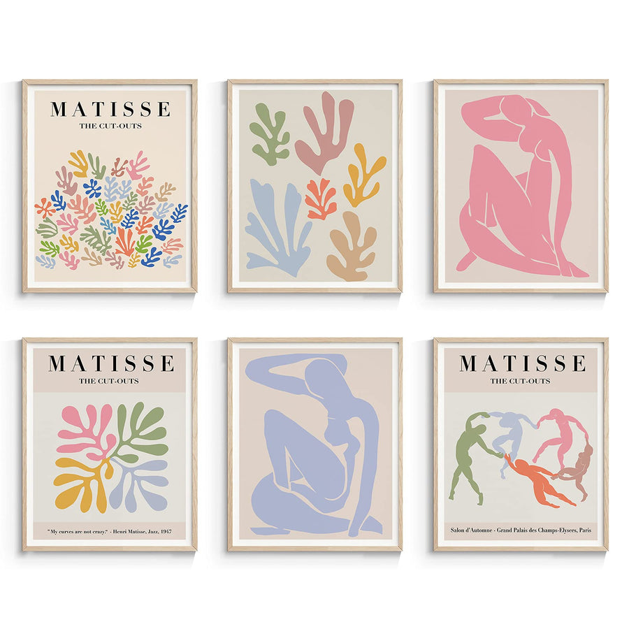 Matisse Wall Art Exhibition Poster & Prints, Henri Matisse Posters for Room Aesthetic, Abstract Art Prints UNFRAMED, 8x10in, Set of 6
