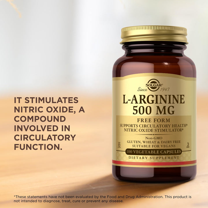 Solgar L-Arginine 500 mg - 100 Vegetable Capsules - Nit