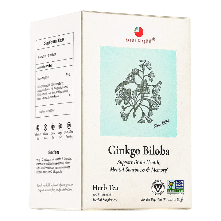 Health King Ginkgo Biloba Herb Tea, Teabags, 20 Count B