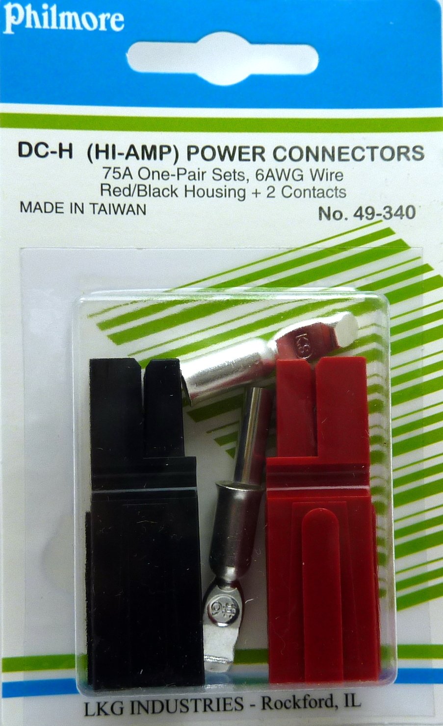 1 Pair Philmore DC 75A Quick Connect/Disconnect Battery Power Connectors for 6 AWG Wire; 49-340