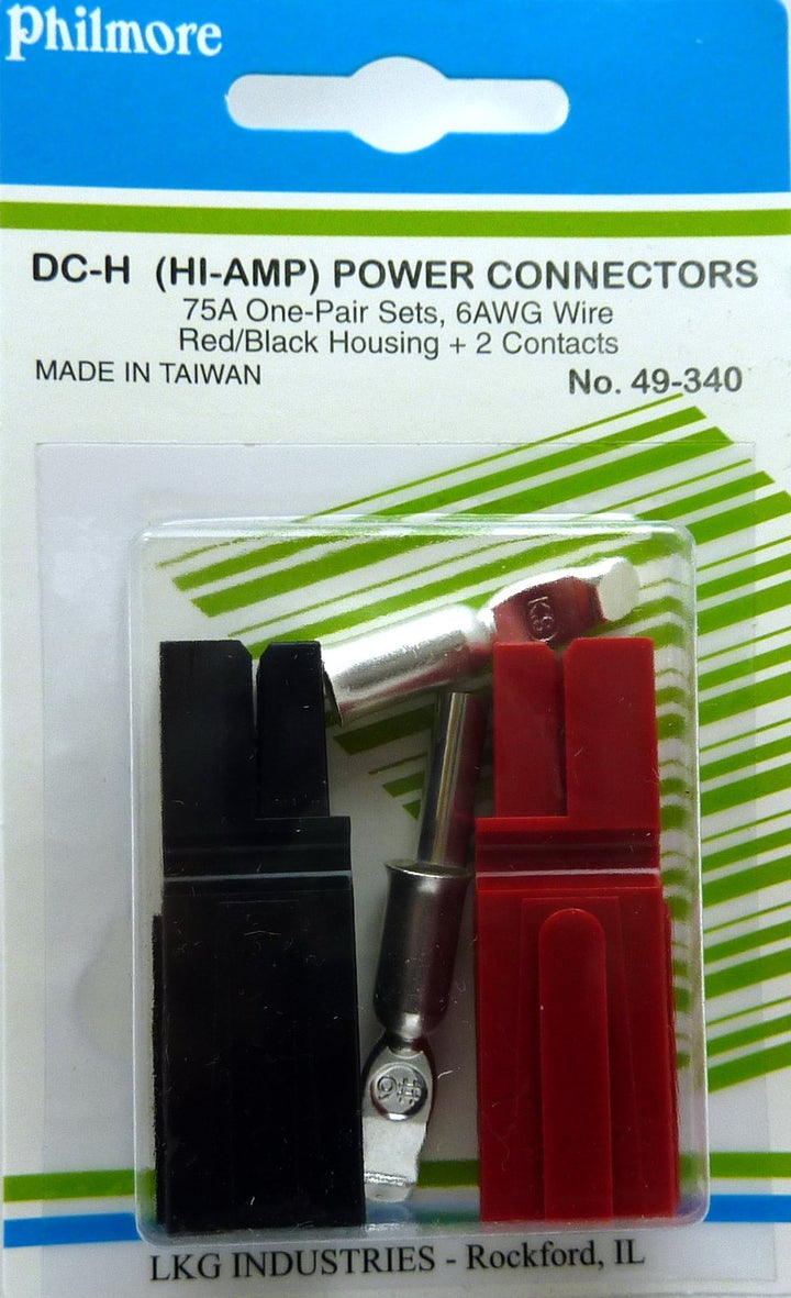 1 Pair Philmore DC 75A Quick Connect/Disconnect Battery Power Connectors for 6 AWG Wire; 49-340